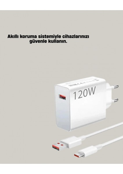 120W Güçlü Hızlı Şarj Adaptörü ve Type-C Kablo Seti – Güvenli Şarj Teknolojisi indirimleri