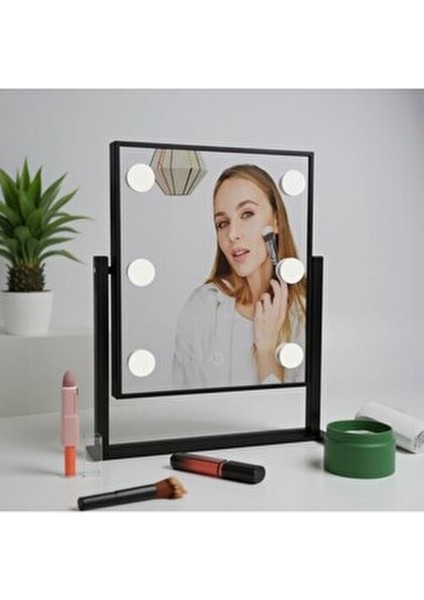 LED Kulis Aynası 6 LED Büyük Boy – 30.5×37.5 cm – 3 Renk – Type C-Ayarlanabilir Işık Şiddeti