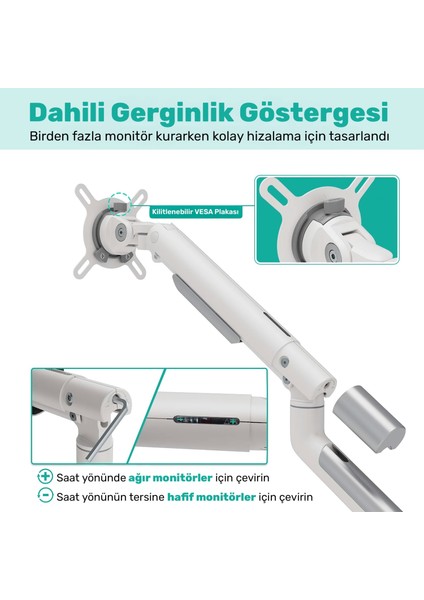 STD49024W Elysium 17"-32" Ultra Ince Tasarım Alüminyum Amortisörlü Vesa Çift Kol Monitör Tutucu fırsatları