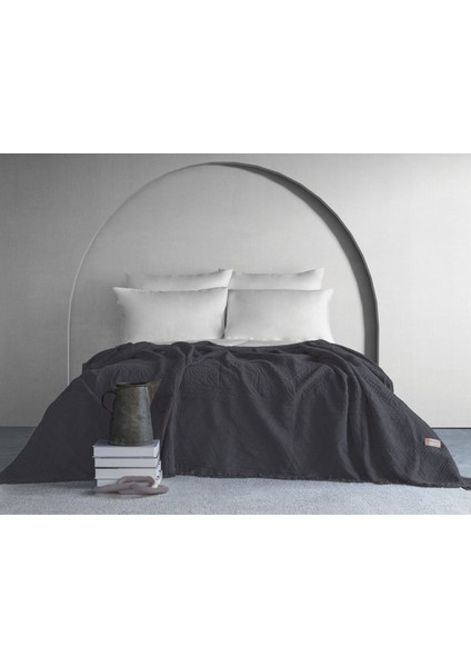 Lumia Etnik Desen Yatak Örtüsü - Antrasit