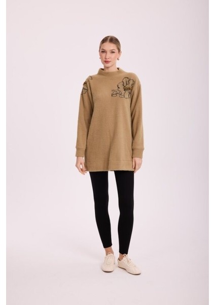 5008 Florana Nakışlı Angora Tunik