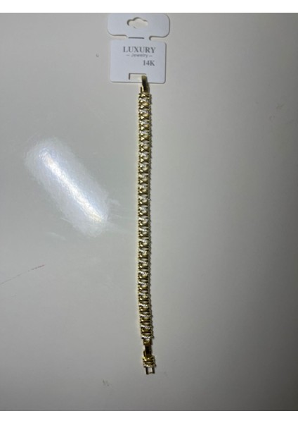 Zirkon Taş Detaylı Gold Kaplama Kadın Bileklik – Parlak ve Zarif Tasarım