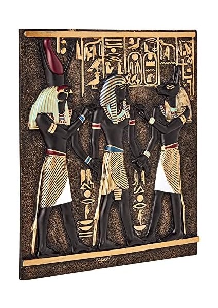 Rameses I Between Egyptian Gods Horus And Anubis Duvar Plakası Frieze, 28 Cm, Tam Renkli modelleri