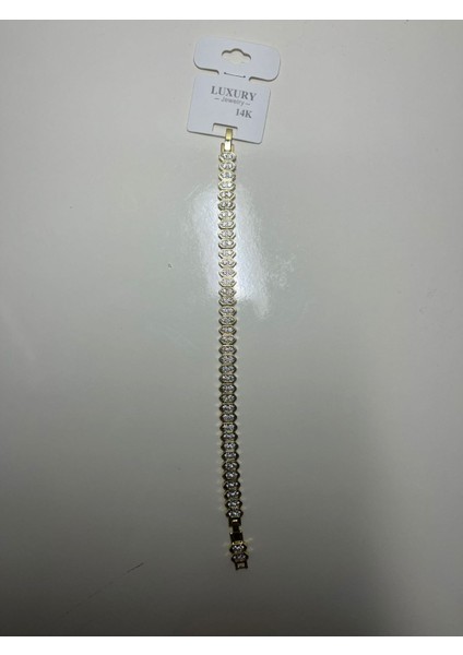 Dikdörtgen Form Zirkon Taş Detaylı Gold Kaplama Kadın Bileklik – Lüks ve Işıltılı Tasarım fiyatları