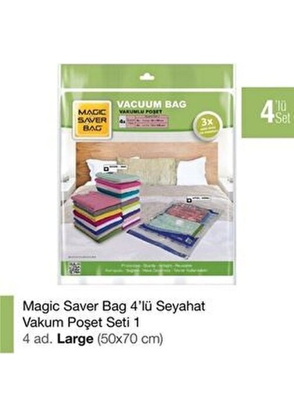 4 Adet Vakumlu Hurç, Vakum Poşet 4 Adet 50*70CM Vakumlu Hurç