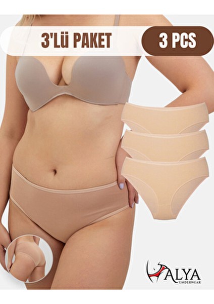 Kadın Pamuklu Bato Slip Külot - 3 Adet Ten - 3'lü Paket Külot