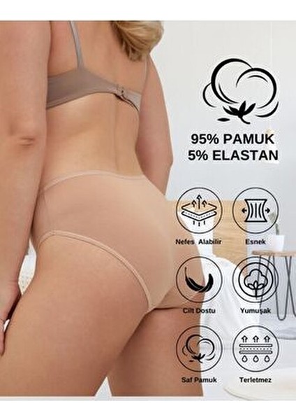 Kadın Pamuklu Bato Slip Külot - 3 Adet Ten - 3'lü Paket Külot modelleri