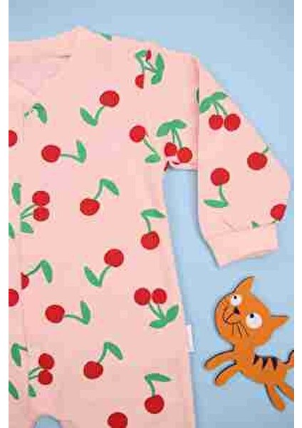 Kiraz Desenli Pembe Kız Bebek Tulum fiyatları