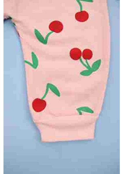 Kiraz Desenli Pembe Kız Bebek Tulum modelleri