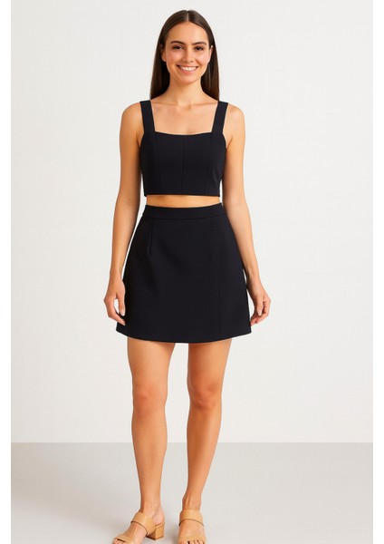 Şort Etekli Crop Takım