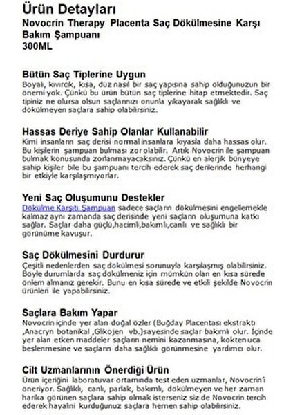 Placenta Saç Dökülmesine Karşı Bakım Şampuanı 300 Ml*3 Lü Set fırsatları