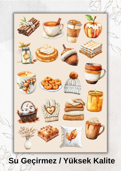 Sonbahar Temalı Turuncu Sticker Ajanda Bullet Journal YRM0002