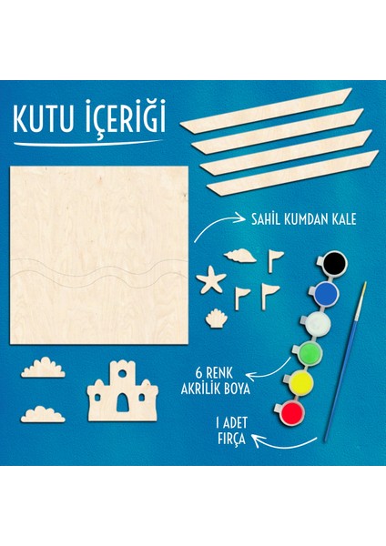 Kum Kale Ahşap Boyama Etkinlik Seti + Eğitici Çocuk Aktivite + Fırça + Akrilik Boya Kreş Okul Öncesi modelleri