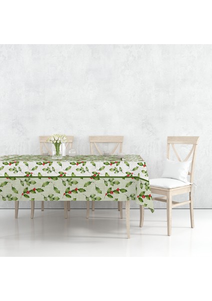 Yılbaşı Desenli Dijital Baskılı Masa Örtüsü - 140 x 220 cm 140X240 cm - Panama Kumaş