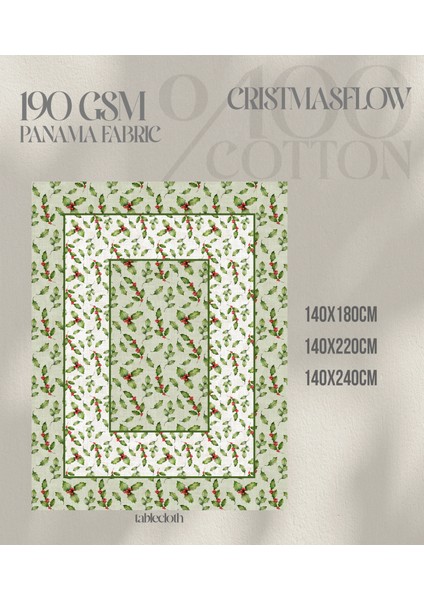 Yılbaşı Desenli Dijital Baskılı Masa Örtüsü - 140 x 220 cm 140X240 cm - Panama Kumaş
