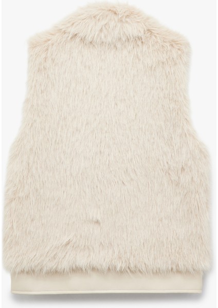 Kolsuz Fermuarlı Cepli Crop Suni Kürk Yelek fırsatları