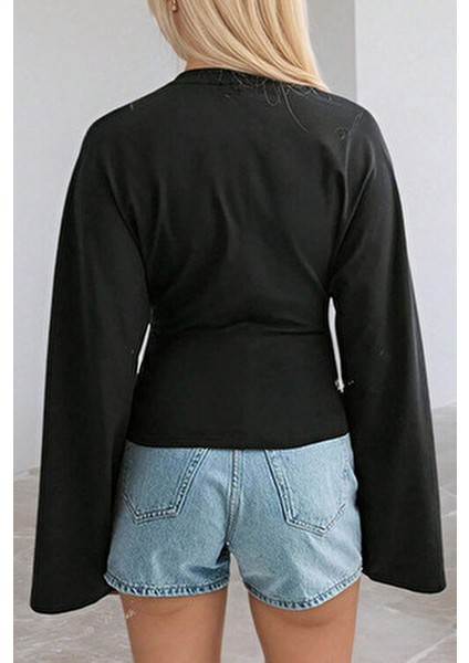 Kadın Uzun Kollu Belden Oturtmalı Bluz fırsatları