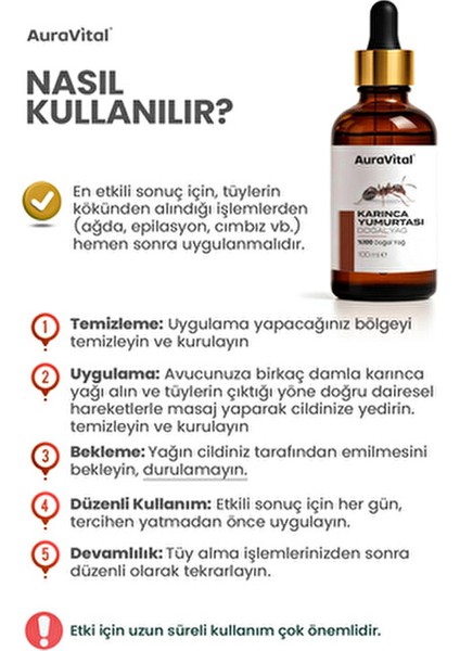 Karınca Yumurtası Yağı 100 ml – Tüy Azaltıcı, Epilasyon Sonrası Cilt Bakım Yağı fiyatları