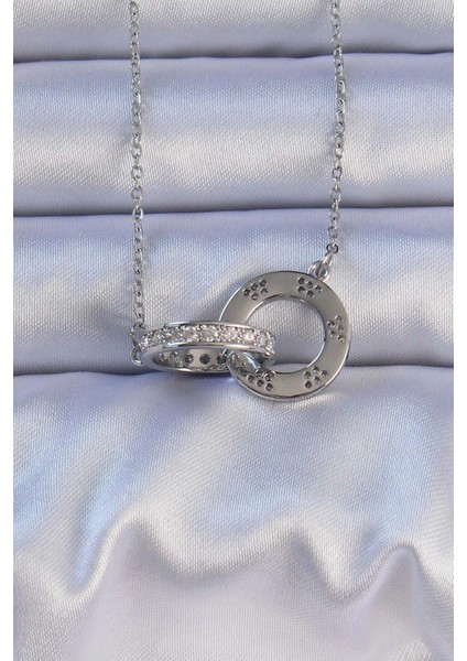 316L Çelik Gümüş Renk Zirkon Taşlı Cartier Kolye - TJ-BKO9200