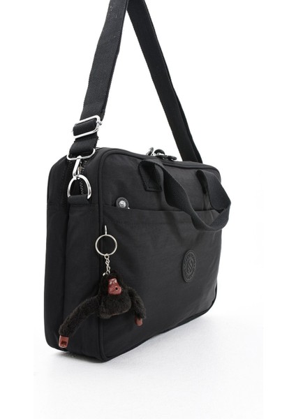 Unisex Klinkır Suya Dayanıklı Laptop Bölmeli Çapraz-El Askılı Siyah Renkli Evrak ve Laptop Çantası