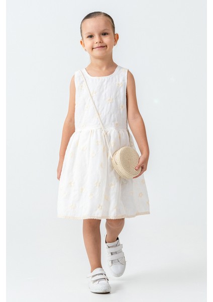 Hasır Çantalı Nakışlı Kız Çocuk 3\'lü Takım - 26K 7265 indirimleri