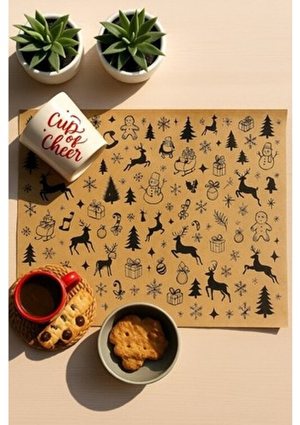 40 Adet Karft-Siyah Yılbaşı Sofrası Sunum Aksesuar Kağıdı Tabak Altı Servis Kağıdı 25X35 modelleri