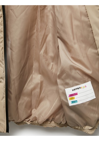 Uzun Kollu Fermuarlı Kapitone Kapşonlu Şişme Mont indirimleri