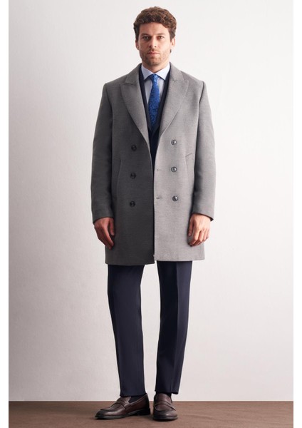 Gri Kılıç Yaka Kruvaze Comfort Fit Esnek Classic Kaban 1008255164 fiyatları