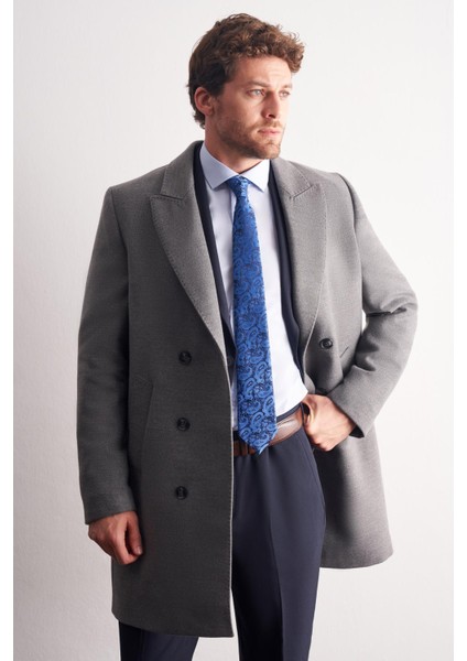 Gri Kılıç Yaka Kruvaze Comfort Fit Esnek Classic Kaban 1008255164 modelleri