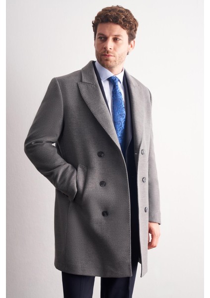 Gri Kılıç Yaka Kruvaze Comfort Fit Esnek Classic Kaban 1008255164 fırsatları