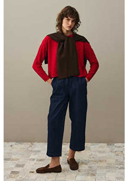 Kare Parçalı Atkı Koyu Kahve