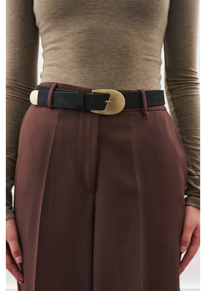 Antik Tokalı Ince Kemer Siyah