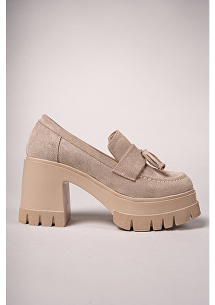 Aendorei Kadın Loafer 0012509 Bej Süet