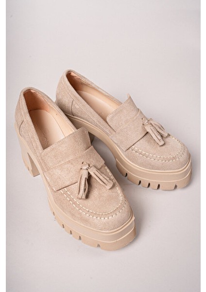 Aendorei Kadın Loafer 0012509 Bej Süet indirimleri