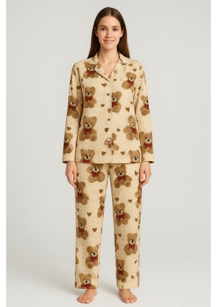 Yumuşak Ayıcık Desenli Kadın Pijama Takımı fiyatları