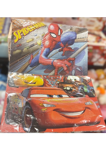 2 Adet Puzzle Yap Boz (33CM*23CM*42PARÇA) ( Örümcek A. / Arabalar )