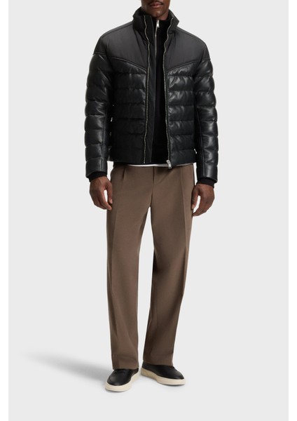 Deri Regular Fit Dik Yaka Kapitoneli Şişme Mont Erkek Mont 50547672 001 fiyatları