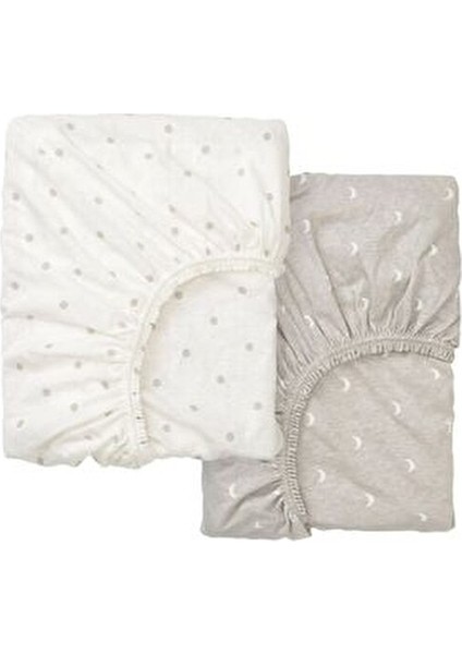 Lenast Lastikli Bebek Çarşaf Seti, Beyaz-Kahverengi (2li Paket, 60X120 Cm)