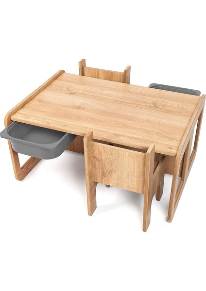 2 Kişilik Çekmeceli Oyun, Aktivite, Etkinlik Masası, Ceviz-Gri, 18MM Mdf fiyatları