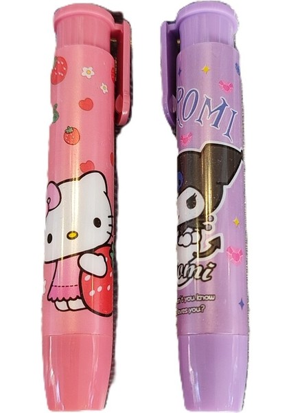 Basmalı Otomatik Rulo Silgi Kuromi-Hello Kitty Figürlü