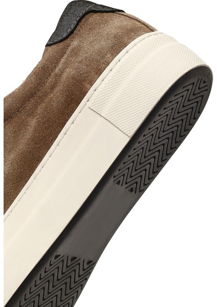 Kadın Bej Bağcıklı Kalın Tabanlı Süet Deri Sneaker 25AFD370010