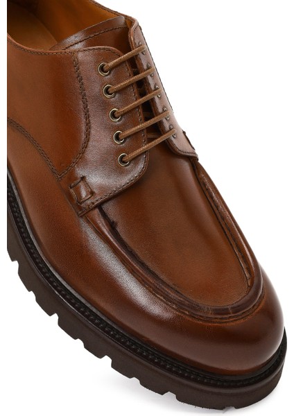 Erkek Kahverengi Bağcıklı Kalın Tabanlı Deri Casual Ayakkabı 25WFD740518