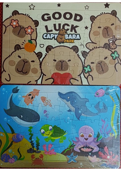 2 Adet Puzzle Yap Boz (33CM*23CM*42PARÇA) (Capybara/denizdeki Dostlar)