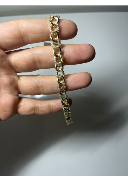 Zirkon Taş Detaylı Zincir Form Gold Kaplama Kadın Bileklik – Şık ve Işıltılı Tasarım fırsatları