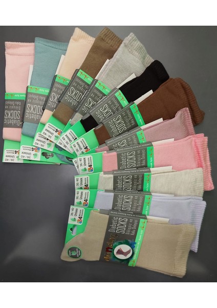 Plus 6999 Unisex Bambu Diyabetik Dikişsiz 4 Mevsim Çorap 12 Adet
