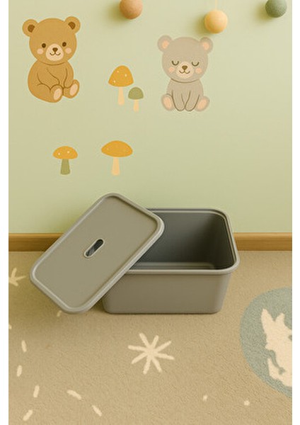 3 Adet Gri Kapaklı Derin Oyuncak ve Eşya Saklama Kutusu Polipropilen Plastik 3'lü Sepet Seti indirimleri