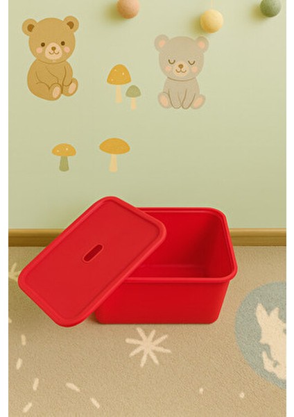 3 Adet Kırmızı Kapaklı Derin Oyuncak ve Eşya Saklama Kutusu Polipropilen Plastik 3'lü Sepet Seti indirimleri