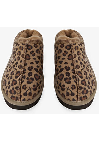 Bej Leopar Desenli Ev Terliği