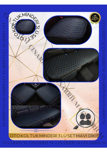 Bmw X6 F16 2015 ve Sonrası Ön ve Arka Takım Koltuk Minderi Kılıf Siyah Suni Deri Mavi Dikişli