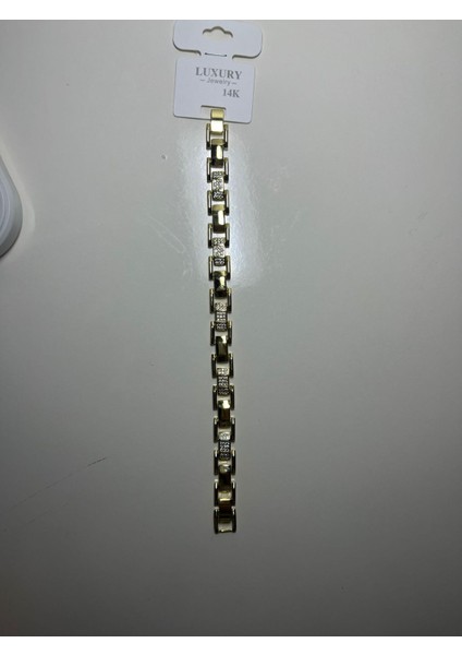 Kare Form Zirkon Taş Detaylı Gold Kaplama Kadın Bileklik – Modern ve Zarif Tasarım fiyatları